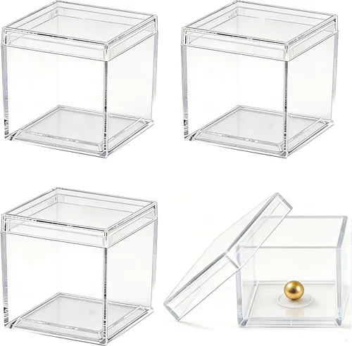 Miniatura 19 de KissYou Caja de Acrílico Grande Cajas de Exhibición Transparentes con Tapa Cubo Cuadrado Transparente Caja de Almacenamiento de Acrílico para Bodas