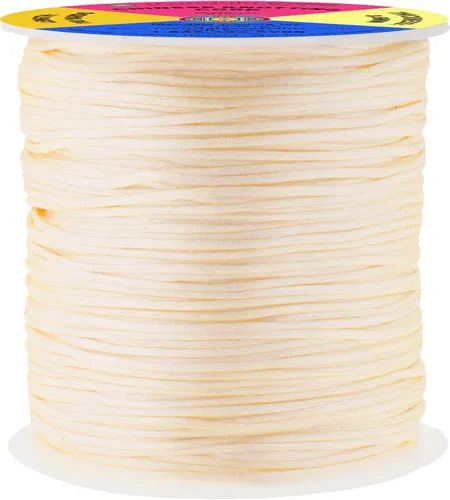 Miniatura 90 de Mandala Crafts Cordón de Satén de Nailon 2mm Cordón Rattail Champagne - 100 Yardas Cordón de Nailon Chino para Nudos Cordón de Seda Cola de Rata