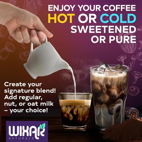 Miniatura 6 de WIXAR Superfood - Café de hongos, café instantáneo en polvo, diez extractos de superalimentos con melena de león, cola de pavo, Reishi, Chaga