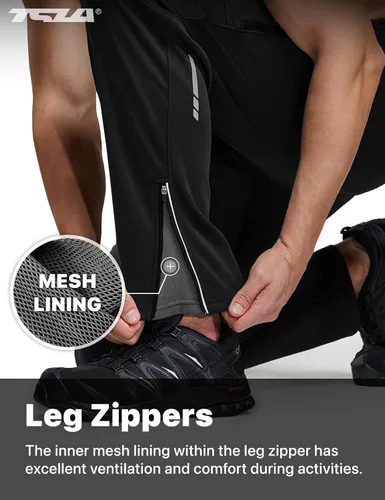 Miniatura 4 de TSLA - Pantalones deportivos de ciclismo antiviento y térmicos para hombre, forrados de vellón, para exteriores, para el invierno y clima frío