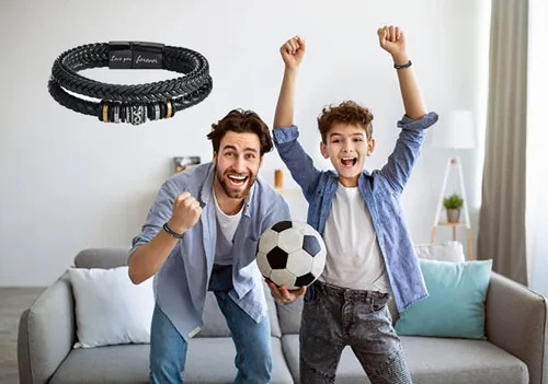 Miniatura 4 de Pulsera de cuero trenzado con texto en inglés To My SonTo My Grandson, pulsera inspiradora de acero inoxidable para hombre, regalos para hijo