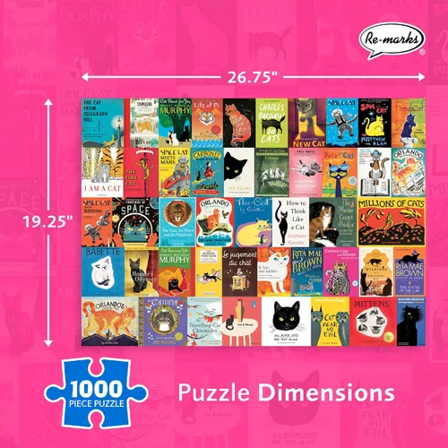 Miniatura 3 de Re-Marks Feline Tales - Rompecabezas de 1000 piezas para todas las edades, rompecabezas de libros de gatos, rompecabezas familiar