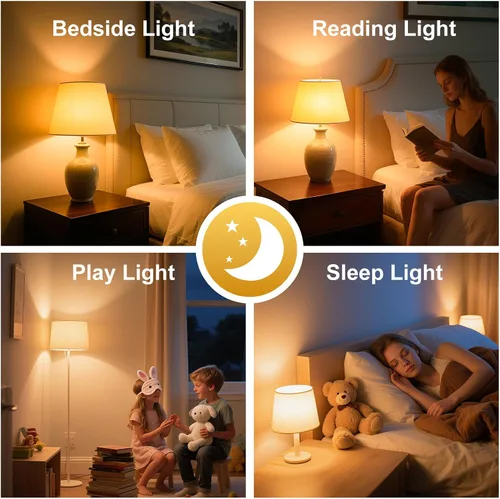 Miniatura 6 de KINUR Bombillas LED ámbar, A19 9 W (equivalente a 60 W) 1800 K E26 A19 bombillas suaves ámbar luz cálida para dormitorio, sueño saludable, luz