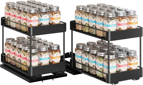 Nieifi Organizador de especias para gabinete, estante vertical para especias, fácil de instalar, metal, 6.5 pulgadas de ancho x 10.35 pulgadas de