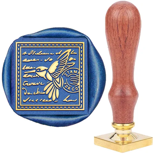 CRASPIRE Sello de cera de colibrí, sello de sellado de animales, de pájaro, sellos de cobre, forma cuadrada, retro, extraíble, latón, cabeza con