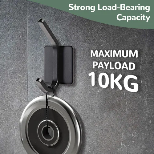 Miniatura 6 de 4 ganchos de pared autoadhesivos para colgar toallas y abrigos, colgador de doble gancho para pared, ganchos de toalla para baños, cocina A_plata