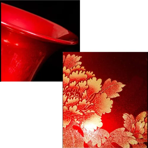 Miniatura 5 de ZHOUXIAO Florero de cerámica roja con patrón de peonía para decoración del hogar, florero alto de flores secas para sala de estar, oficina, mueble