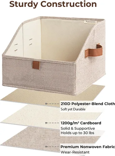 Miniatura 6 de StorageWorks - Contenedores de almacenamiento para armario, caja organizadora trapezoidal para estantes, contenedor de tela para ropa, cestas Marrón