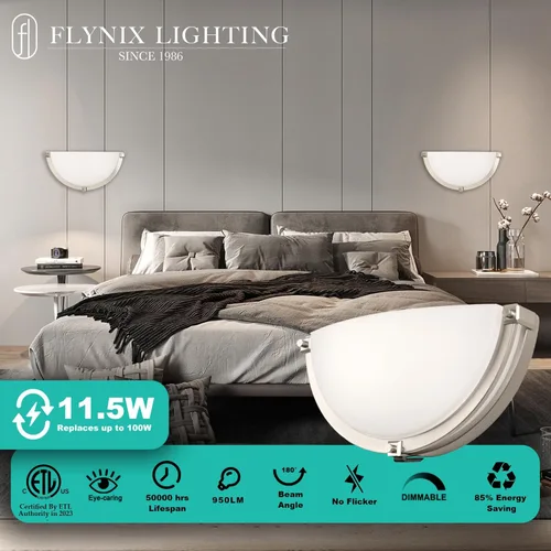 Miniatura 2 de Lámpara de pared LED regulable de 13 pulgadas, lámpara de pared media luna, temperatura de color ajustable de 3000K/4000K/5000K, lámparas de tocador