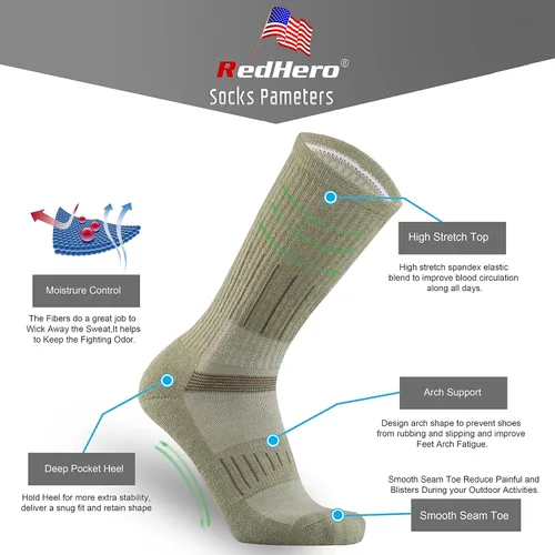 Miniatura 4 de Calcetines acolchados de lana merina para hombre, para senderismo, senderismo, senderismo, suaves, acogedores, ajuste térmico, control de humedad