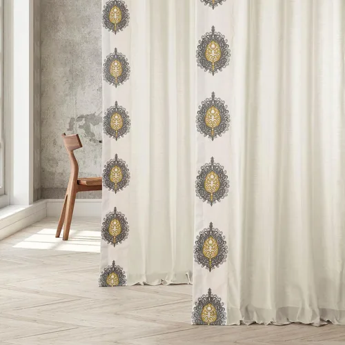 Miniatura 3 de HPD Half Price Drapes Cortinas de algodón sólido con bordes para dormitorio y sala de estar 50 X 84, DTCC-SB220614-84 (1 panel) Mayan Gold