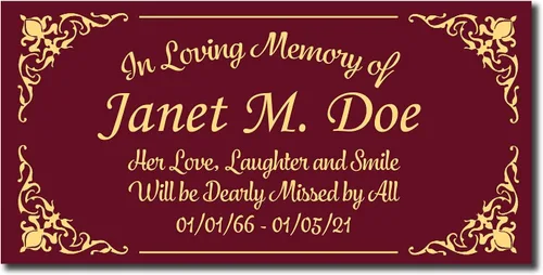 Miniatura 26 de Placa conmemorativa con borde elegante, mensaje personalizado y emblemas de reconocimiento de memoria de identificación, fabricado en Estados Unidos