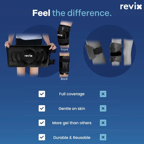 Miniatura 8 de REVIX Paquete de hielo XL para recuperación de reemplazo de rodilla, envoltura de hielo con compresión fría para molestias y fatiga, paquete frío