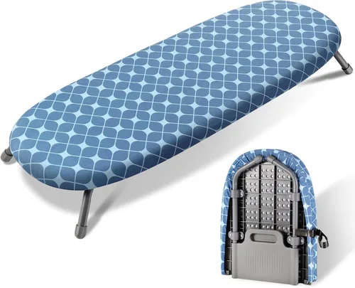 Miniatura 22 de SheeChung Tabla de Planchar Pequeña de Mesa 32" L x 12" A, Tabla de Planchar Plegable con Descanso para Plancha, Base de Metal de Malla, Funda