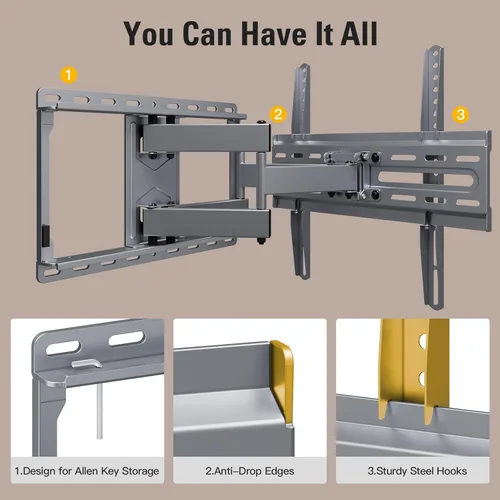 Miniatura 9 de Mounting Dream Soporte de pared para TV para televisores de 32 a 65 pulgadas, Montura con giro y inclinación, soporte de movimiento completo