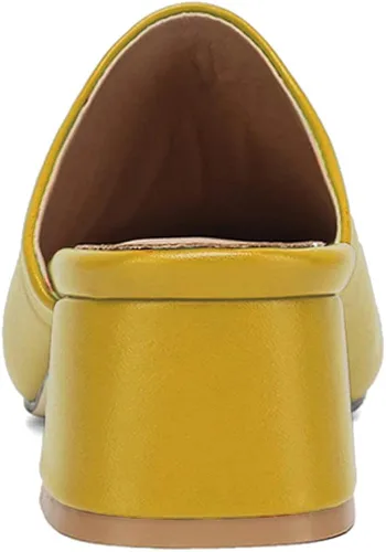Miniatura 3 de MOOMMO Sandalias de tacón grueso para mujer, puntera cerrada, puntera cuadrada, sin espalda, tacón de bloque medio, cómodas, de cuero mate