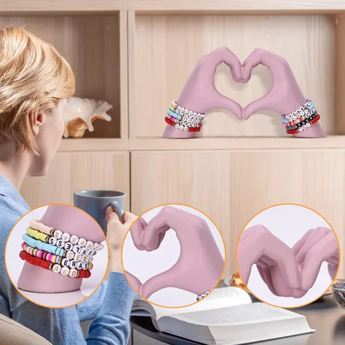 Miniatura 7 de Escultura de mano de corazón, estética rosa para decoración del hogar para estante de habitación, mesa de café, mesa de comedor, regalo