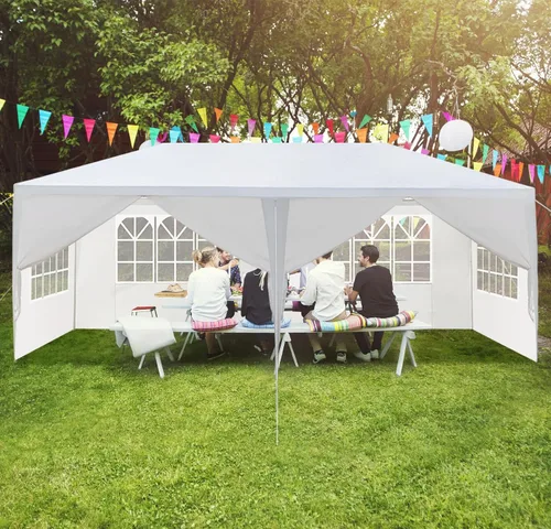 Miniatura 9 de Outvita Gazebo para exteriores, toldo blanco con paredes laterales, tienda de campaña para fiesta de boda con bloqueo UV para fiestas, refugio
