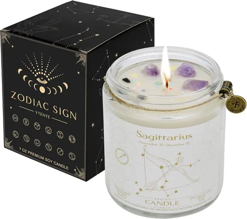 Velas de Signo del Zodiaco, Velas con Signo de Cristal del Zodiaco, Velas Perfumadas de Astrología Regalos para Mejores Amigos para Mujeres, Hombres
