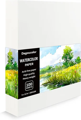 Miniatura 8 de DagouColor Papel de acuarela, 9 x 12 pulgadas, 200 GSM, 150 piezas de papel de color de agua a granel, suministros de arte para artistas, adultos