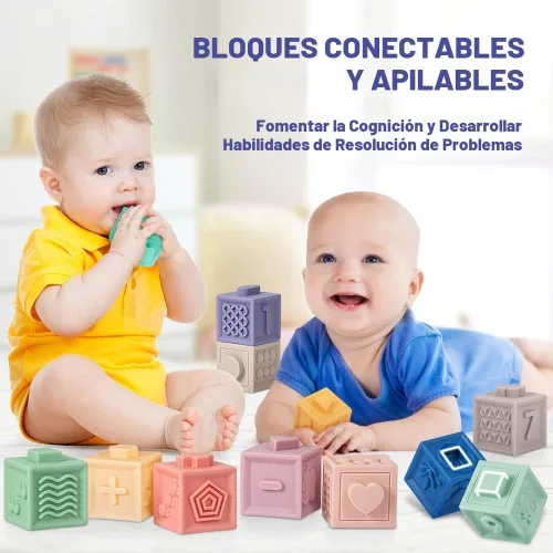 Miniatura 4 de Jyusmile Juguetes para bebés de 6 a 12 meses, juguete Montessori para bebés de 6 a 12 meses, incluye bloques de construcción apilables, juguetes