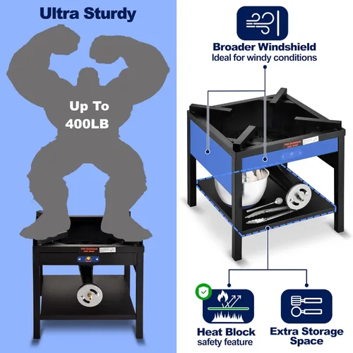 Miniatura 3 de ARC USA, 200.000 BTU al aire libre de alta presión de hierro fundido propano de cocina de gas único estufa, regulador y manguera ajustable de 0-20