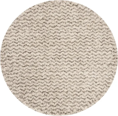 Miniatura 4 de SAFAVIEH Colección Hudson Shag SGH330A - Alfombra redonda de área de 2 pulgadas de grosor, diseño cheurón, 8 pies, color marfil y gris
