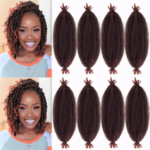 Miniatura 40 de Cabello afro Twist morado degradado de 16 pulgadas, cabello Marley pre-separado para rastas suaves, cabello trenzado Marley Twist Ombre Kinky Spring