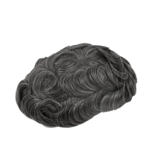 Miniatura 2 de GEXWORLDWIDE GEX Toupee - Peluca de cabello humano para hombre, 0.003 in, piel fina, 8x10 pulgadas, negro natural, mezclado con 40% gris, duradero