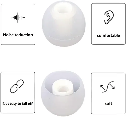 Miniatura 7 de Puntas de repuesto para auriculares, puntas de silicona para los oídos, aptos para agujeros interiores de 0.150 in a 0.201 in, 9 pares S/M/L blanco