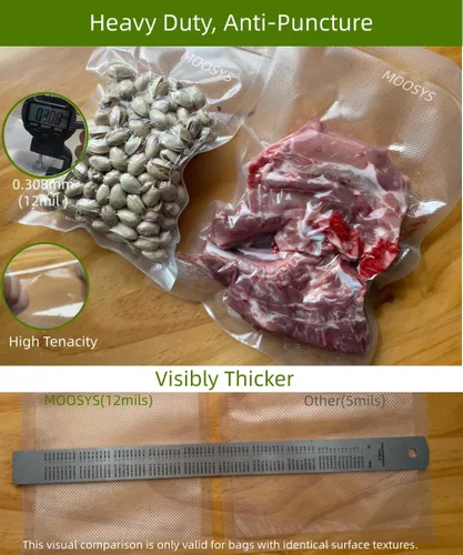 Miniatura 3 de 200 bolsas selladoras al vacío para alimentos + 1 marcador, 100 cuartos de galón + 70 pintas + 30 galones, sin BPA, 33 + % más gruesas, resistentes