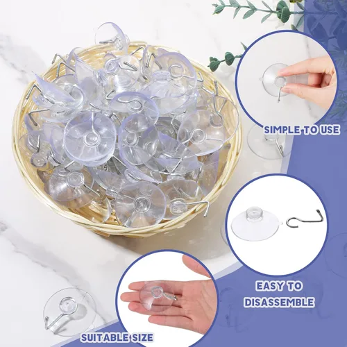Miniatura 6 de Unittype 12 ganchos de pared con ventosa de PVC, reutilizables, transparentes, con ganchos de metal, prácticos suministros para colgar sin clavos