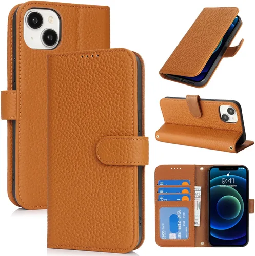 Miniatura 23 de Zouzt Funda para iPhone 11 de 6.1 pulgadas de piel auténtica con 4 ranuras para tarjetas, tarjetero con bloqueo RFID, tapa magnética, función atril