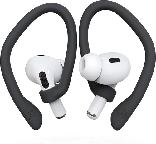 Miniatura 6 de 2 pares de ganchos para los oídos para AirPods Pro 2 y 1, AirPods 4 y 3, antideslizantes y cómodos, diseño ergonómico, accesorios (S, negro)