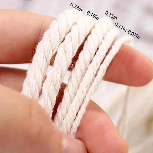 Miniatura 7 de Hilo de macramé, hilo de algodón beige, cuerda de algodón, cuerda de algodón, cordón de macramé natural para atrapasueños, manualidades, tejer, C