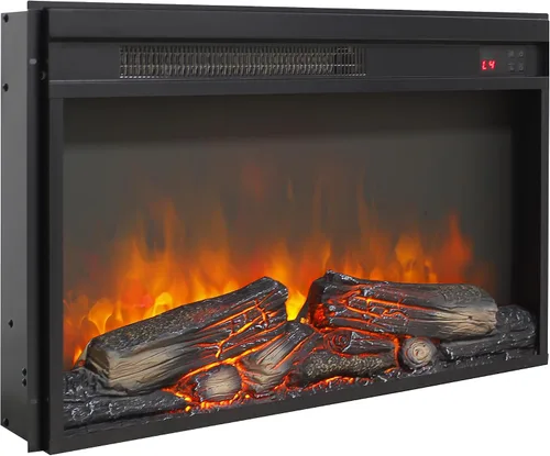 Miniatura 10 de Inserto para chimenea eléctrica de 23 pulgadas, calentador empotrado ultrafino con tronco y llama realistas, brillo de 4 llamas ajustable, control