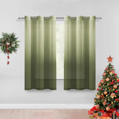Miniatura 10 de DWCN Cortinas Transparentes Ombré - Cortinas de Lino Sintético con Gradiente Semi Voile con Ojales en la Parte Superior para Dormitorio y Sala