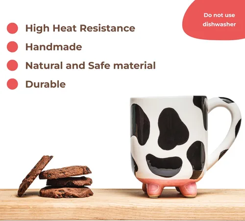 Miniatura 4 de SWEETLO Taza de Café de Vaca Artículos de Vacas Taza de Cerámica de 15oz - Taza para Amantes de las Vacas con Ubres - Tazas con Lindos Diseños