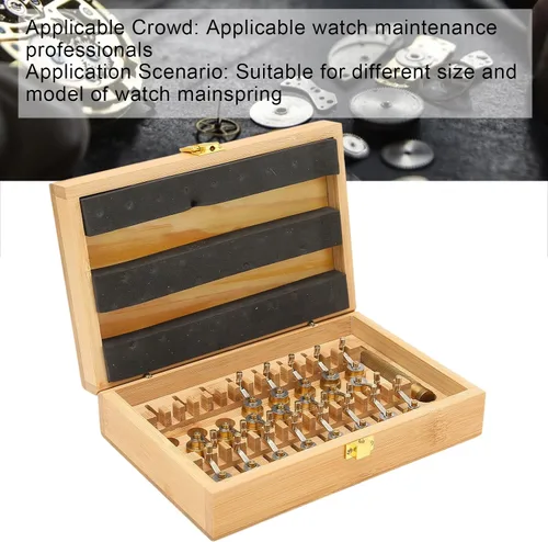 Miniatura 2 de Bobinadora de resorte principal, kit profesional de herramientas de cuerda de cobre de alta precisión con caja de almacenamiento de madera