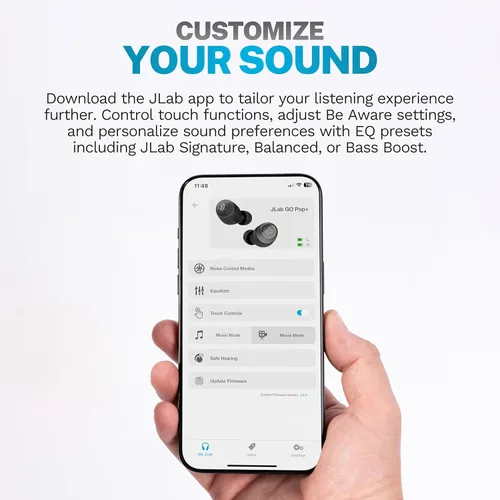Miniatura 3 de JLab Go Air Pop+ Auriculares Bluetooth inalámbricos verdaderos en negro más puntas de auriculares mnemónicos de espuma de nube