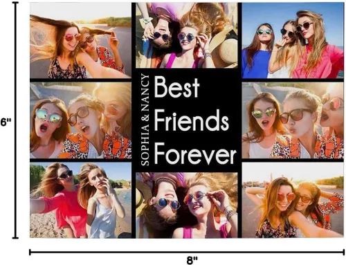 Miniatura 7 de M YESCUSTOM Marco de fotos personalizado con texto de amigos, marco de fotos de amistad para mejores amigos, panel de fotos Fover con pantalla