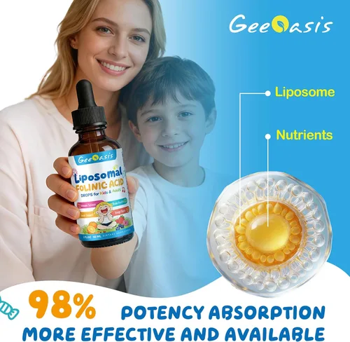 Miniatura 4 de Gotas de ácido folínico líquido y metilfolato para niños, suplemento de ácido fólico con B12 metilado para mujeres, con citrato de zinc, vitamina B6
