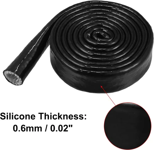 Miniatura 4 de X AUTOHAUX Cinta de fibra de vidrio recubierta de silicona con funda de fuego de 5/8 pulgadas de identificación x 5 pies para líneas de manguera