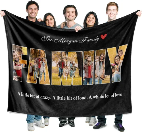 Miniatura 9 de Manta personalizada con corazones con fotos para mamá papá, manta personalizada para la cama, manta de forro polar, regalo para la familia, regalo