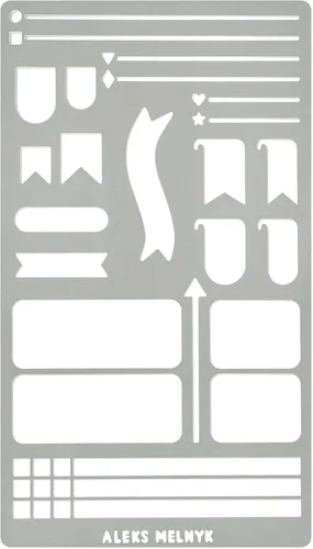 Aleks Melnyk No.62 Plantilla de metal para diario con balas – Plantilla reutilizable de acero inoxidable para planificador, álbumes de recortes,