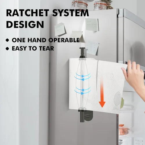 Miniatura 3 de KIHOGEM Soporte Magnético para Toallas de Papel, Soporte para Toallas de Papel Operable con Una Mano, Montaje en Pared, Autoadhesivo y Soporte Negro