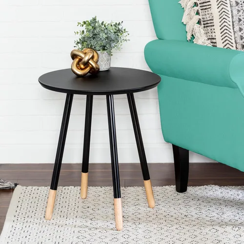 Miniatura 2 de Honey-Can-Do Mesa auxiliar, mesa auxiliar pequeña, mesita de noche alta para sala de estar, dormitorio, oficina, baño, color negro