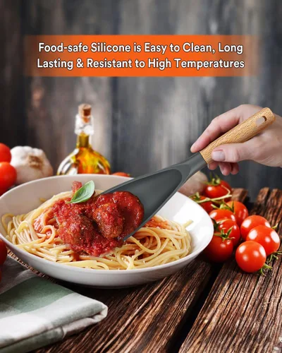 Miniatura 4 de Cuchara de cocina para utensilios de cocina antiadherentes, ideal para cocinar y servir silicona mate resistente sin BPA, cuchara con mango