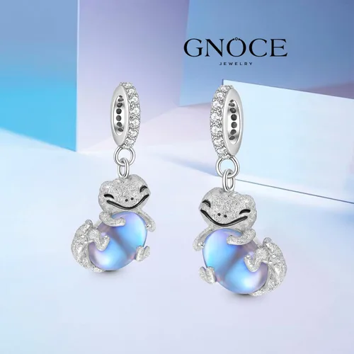 Miniatura 3 de GNOCE Colgante de plata de ley 925 con diseño de lagarto abraza piedra lunar para mujer, regalo de joyería para mujeres, esposa, cadena