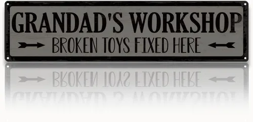 Miniatura 33 de Regalo de metal para el día del padre, letrero de lata de metal retro, letrero de reparación de juguetes, decoración de cueva de hombre, juguetes